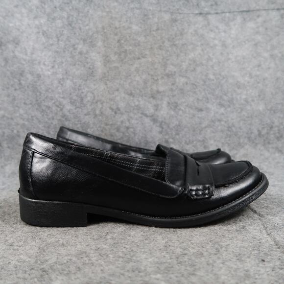 Call It Spring Shoes Womens 7 Penny Loafers Casual Classic Black Slip On Moc Toe - Picture 1 of 12